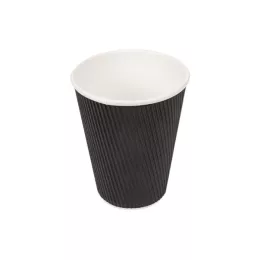 Gobelets boissons chaudes double paroi ondulé noir 360ml (8C)